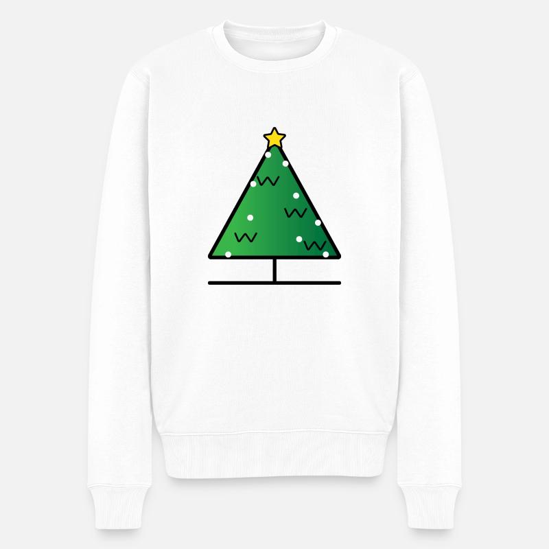 Weihnachtsbaum - Männer Premium Bio Pullover - Weiß