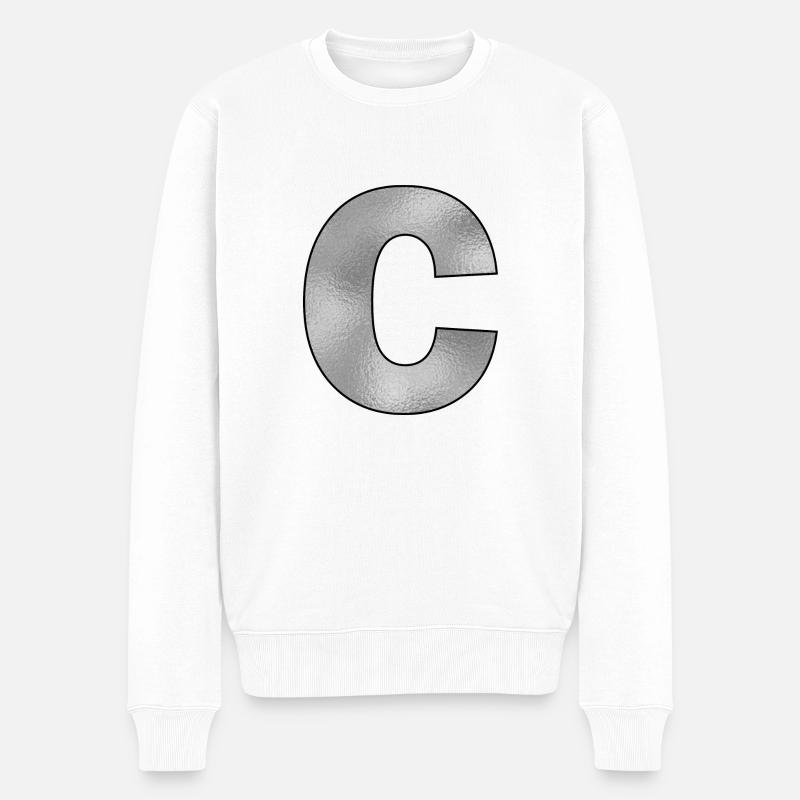 Lettre C Argent - Pull Premium bio Homme - blanc