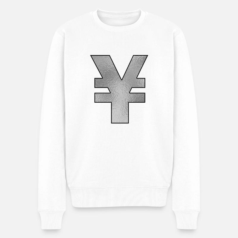 Yenzeichen Silber - Männer Premium Bio Pullover - Weiß