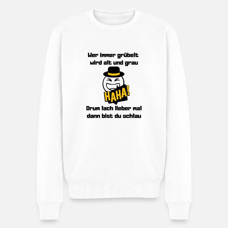 Wer immer grübelt - Männer Premium Bio Pullover - Weiß