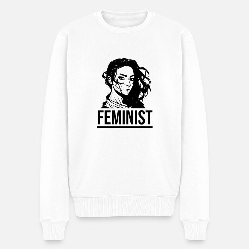 FEMINIST - Männer Premium Bio Pullover - Weiß