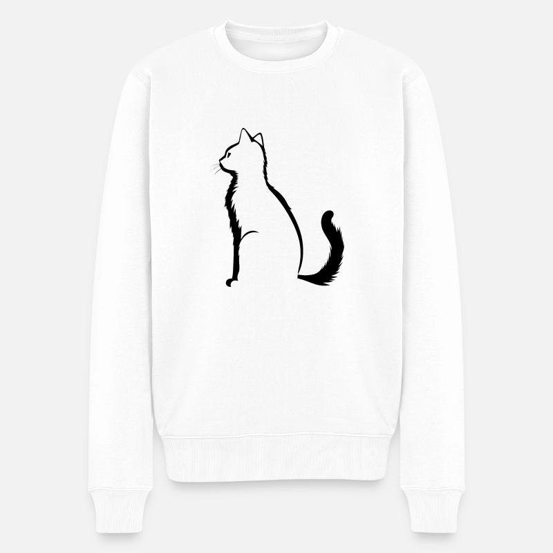 Chat, Motif De Chat - Pull Premium bio Homme - blanc