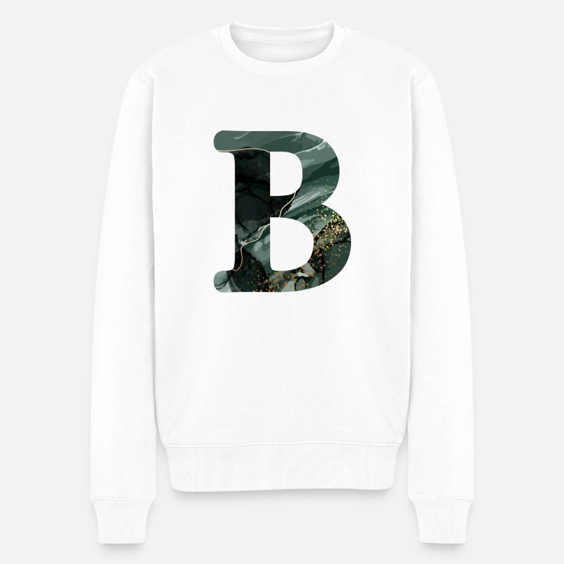 Lettre b marbré vert - Pull Premium bio Homme - blanc