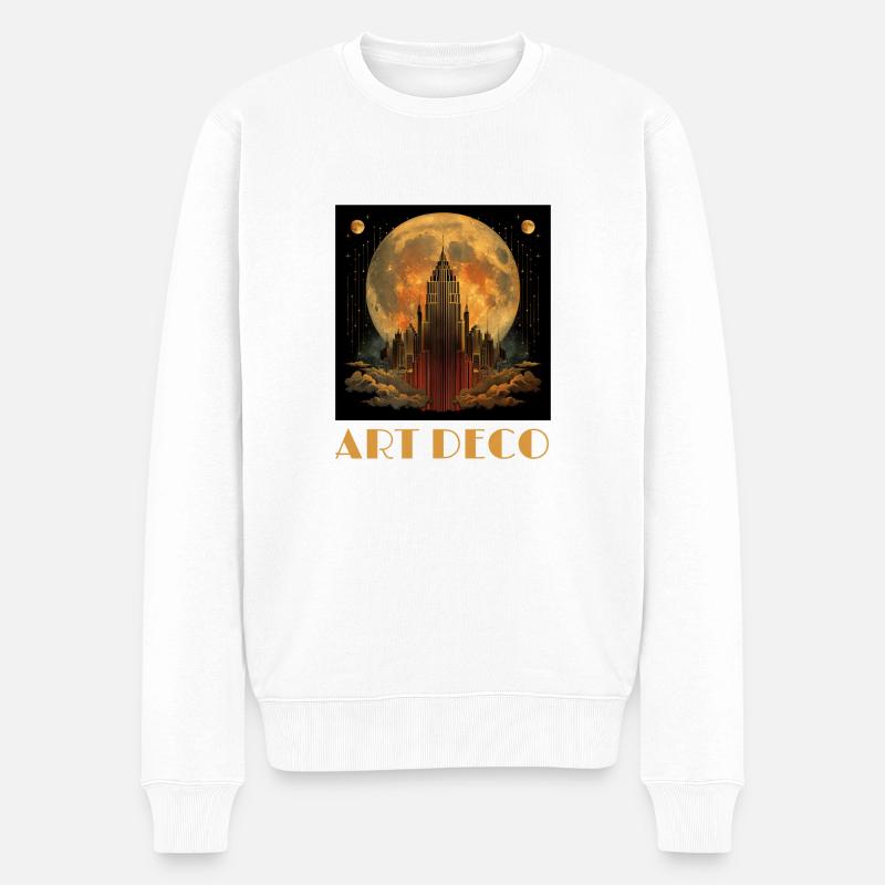 Art Deco - Männer Premium Bio Pullover - Weiß