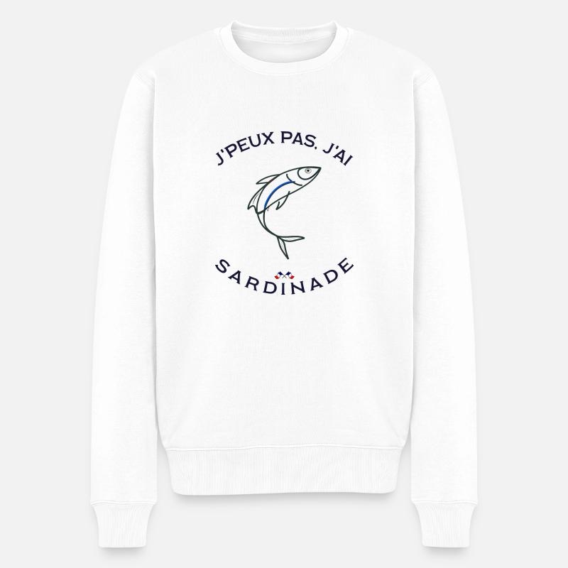 SARDINADE de marseille "Ich kann nicht, ich habe SARDINADE - Männer Premium Bio Pullover - Weiß