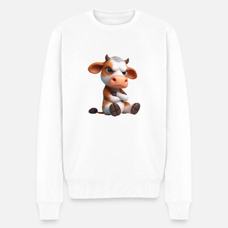 Kuh grimmig 3 - Männer Premium Bio Pullover - Weiß