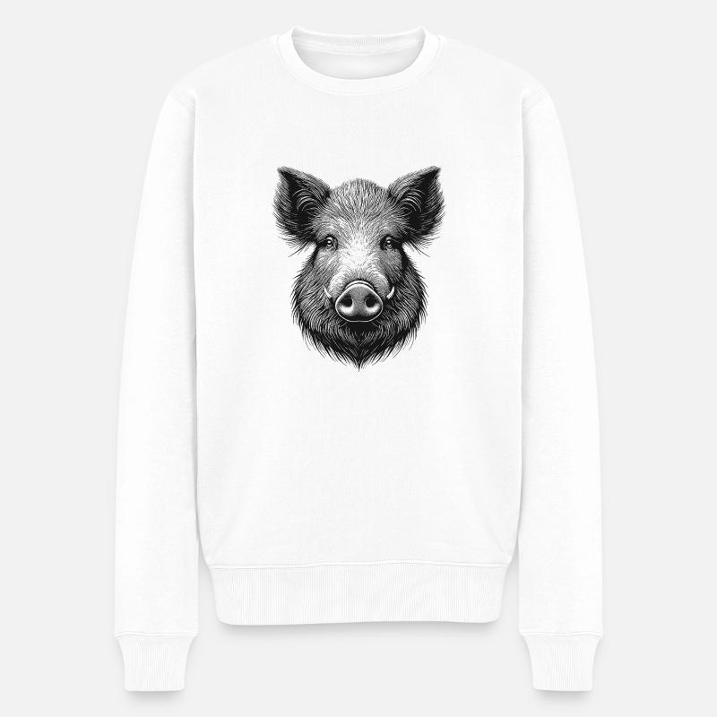 Wildschwein - Männer Premium Bio Pullover - Weiß