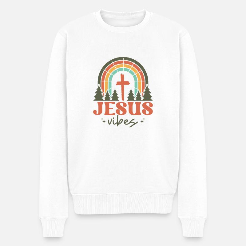 Jesus vibes - Männer Premium Bio Pullover - Weiß