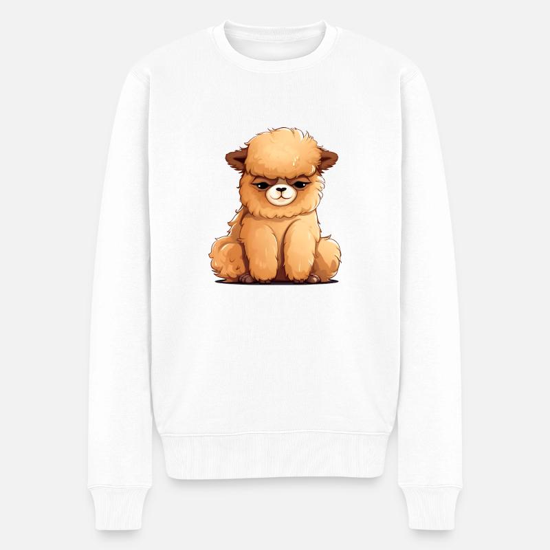 Alpaka mit cooler Frisur - Männer Premium Bio Pullover - Weiß