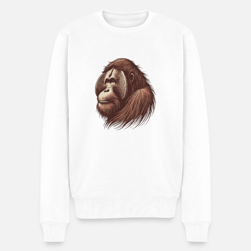 Orang Utan - Männer Premium Bio Pullover - Weiß
