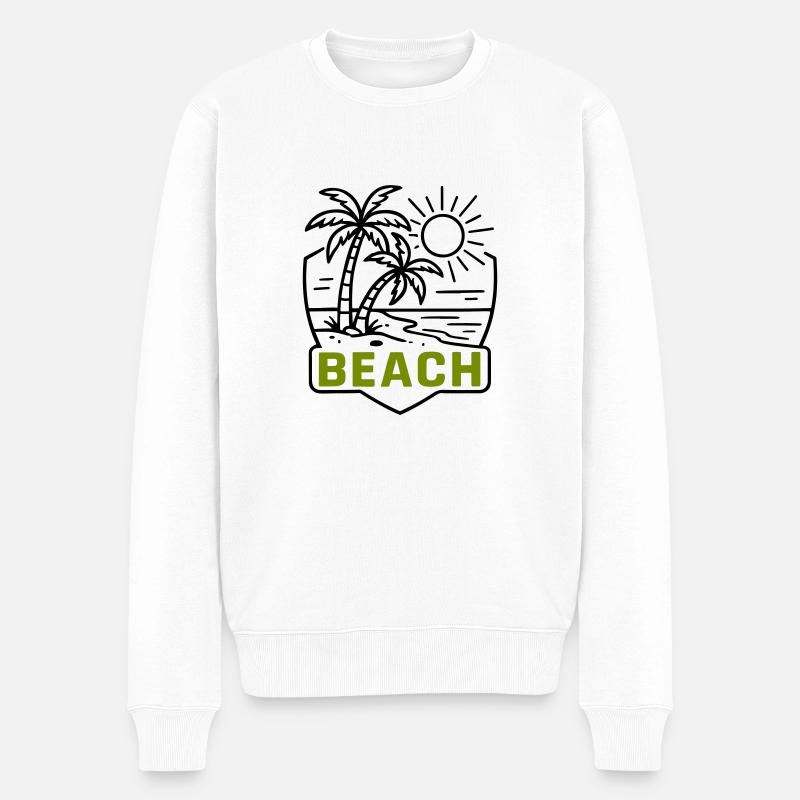 Strand Insel Palmen - Männer Premium Bio Pullover - Weiß