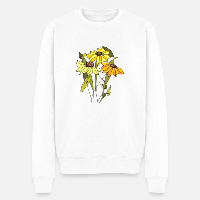 Blumen - Männer Premium Bio Pullover - Weiß