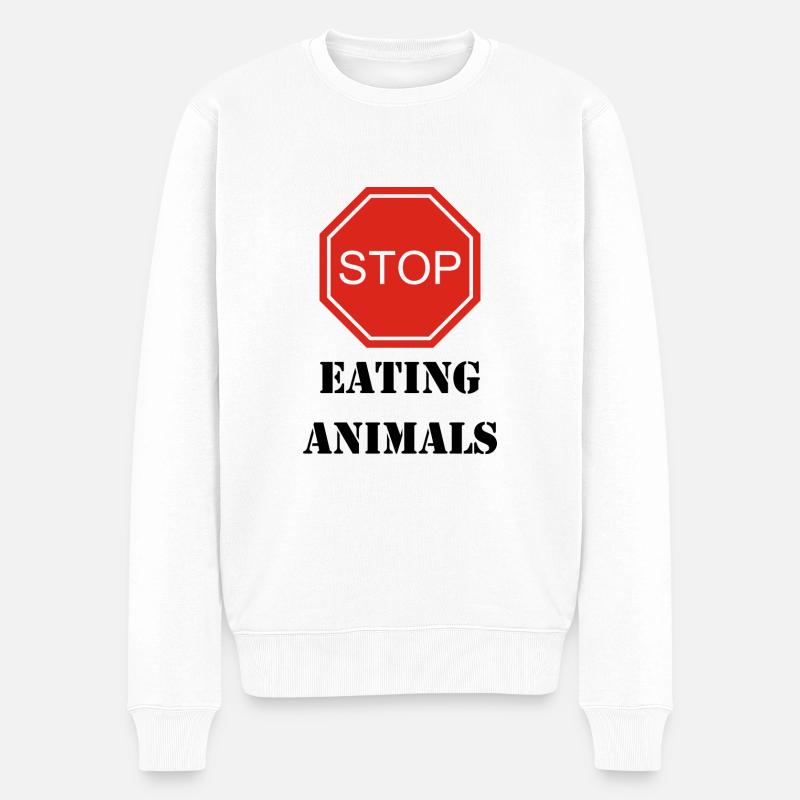 Stop Eating Animals - Männer Premium Bio Pullover - Weiß