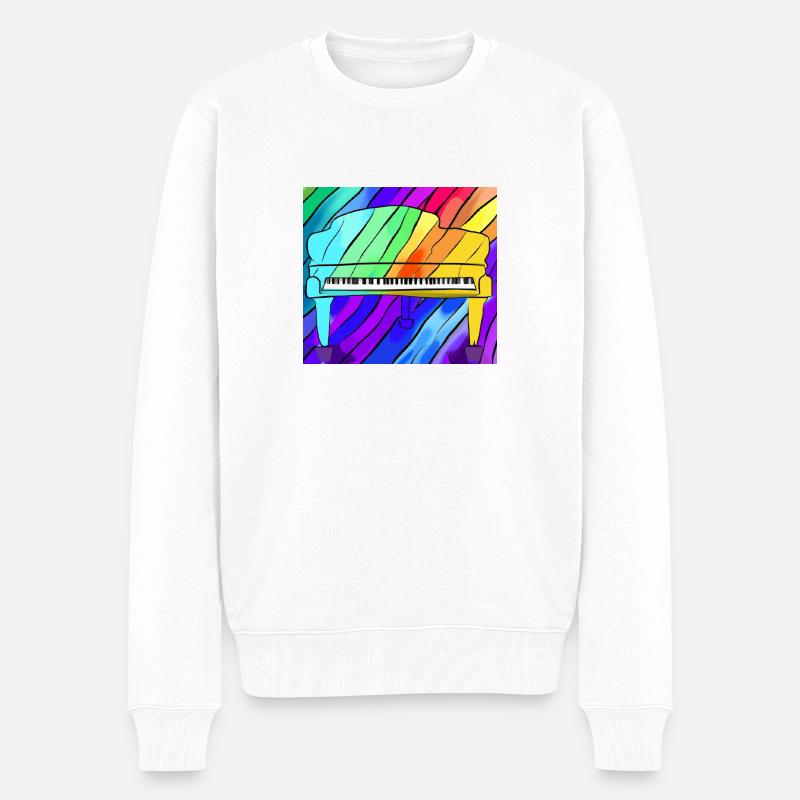 Piano devant l’arc-en-ciel - Pull Premium bio Homme - blanc