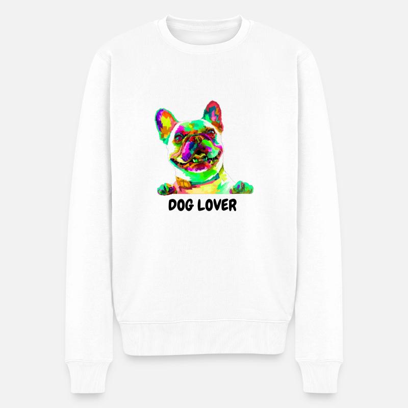 DOG LOVER - Männer Premium Bio Pullover - Weiß