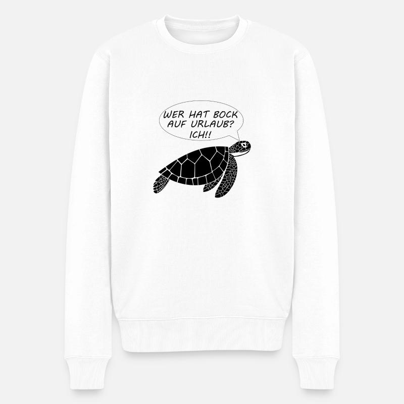 Schildkröte - wer hat bock auf Urlaub - Männer Premium Bio Pullover - Weiß
