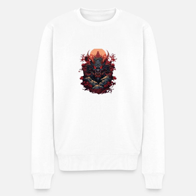Stylisches Oni Motiv - Männer Premium Bio Pullover - Weiß