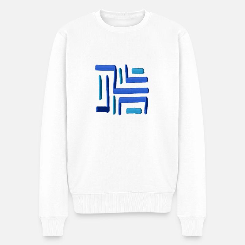 Labyrinthe peinture bleu - Pull Premium bio Homme - blanc