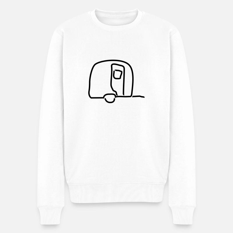 Wohnwagen Umriss 1 - Männer Premium Bio Pullover - Weiß