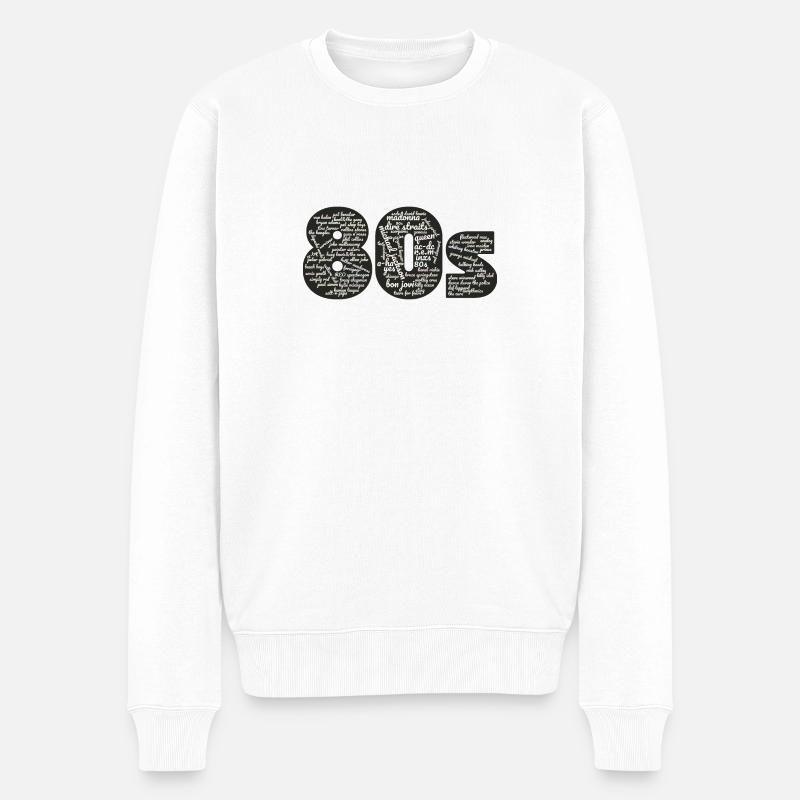 Mots nuageux 80s noir - Pull Premium bio Homme - blanc