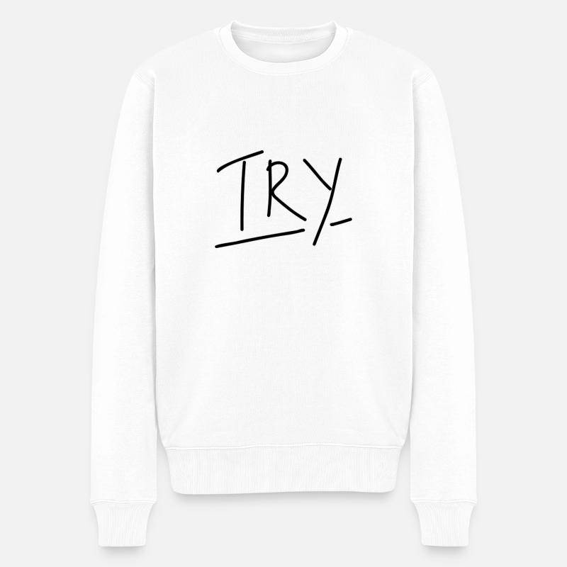 try - Männer Premium Bio Pullover - Weiß