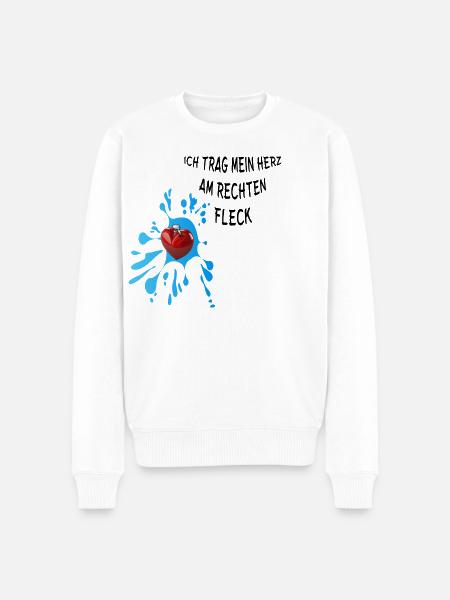 Herz am rechten Fleck - Männer Premium Bio Pullover - Weiß