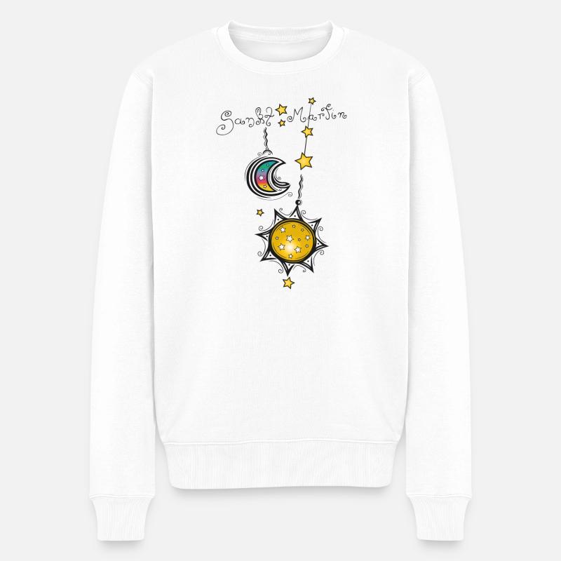 Sankt Martin Laternen - Männer Premium Bio Pullover - Weiß