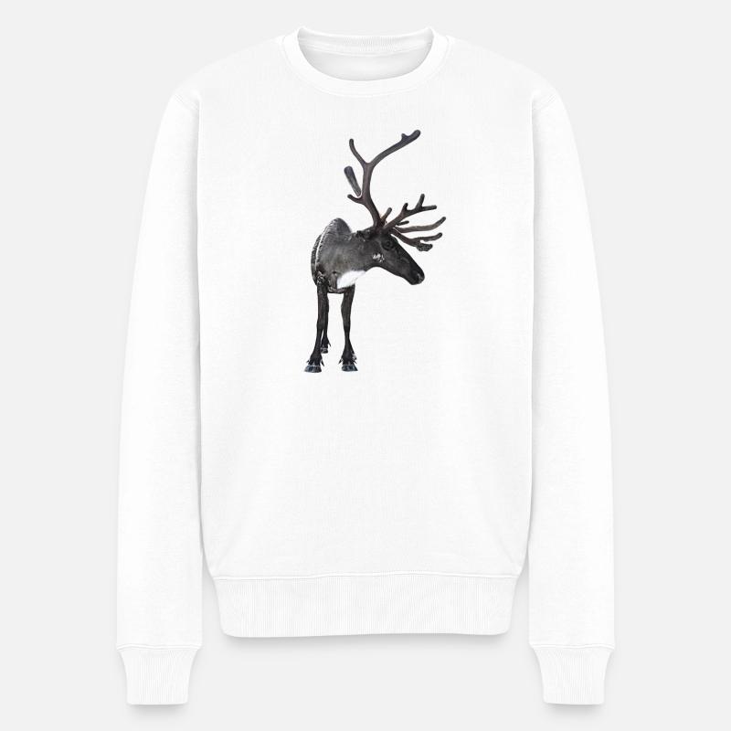 Rentier - Männer Premium Bio Pullover - Weiß
