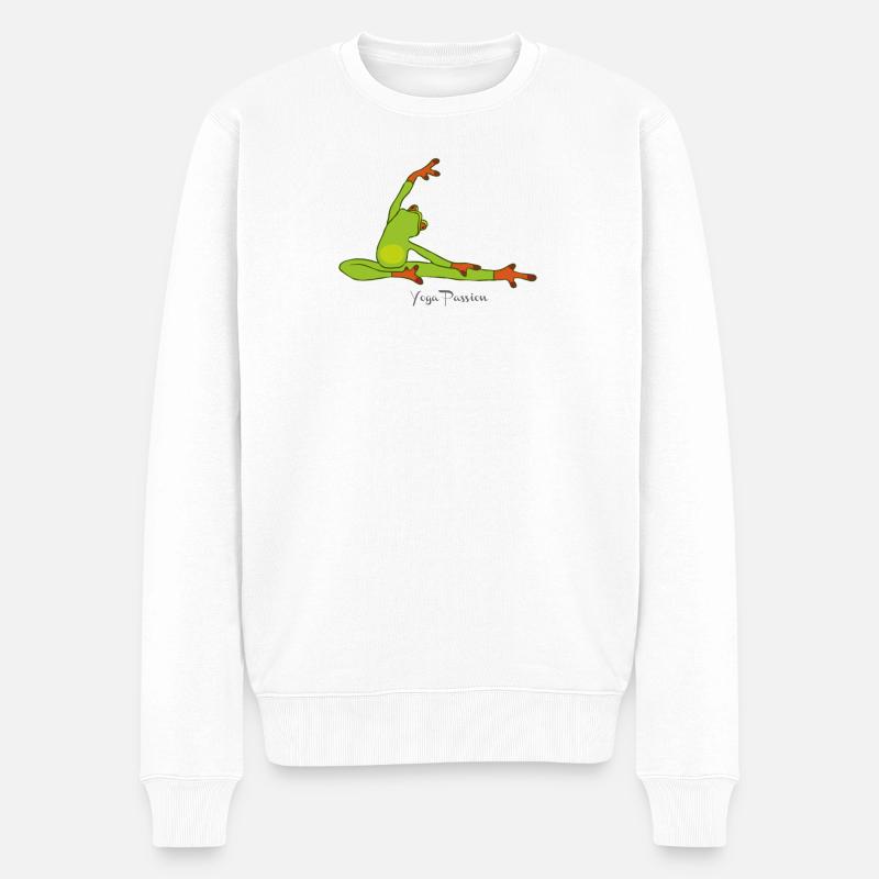 Frosch-Yoga Leidenschaft - Männer Premium Bio Pullover - Weiß