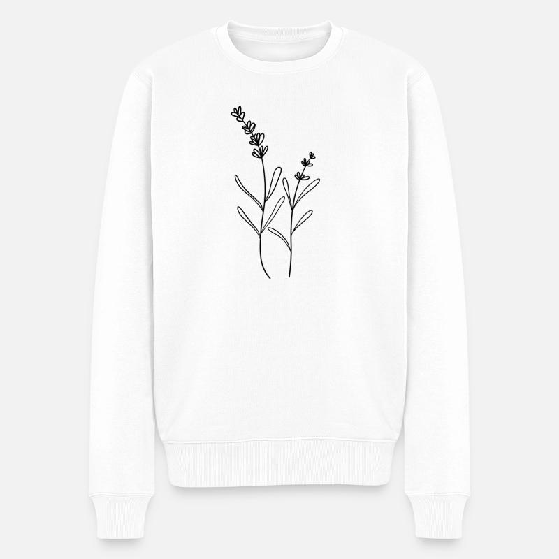 Floral Lavendel - Männer Premium Bio Pullover - Weiß