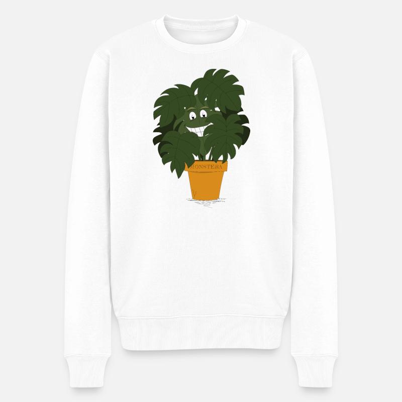 Monstera - Männer Premium Bio Pullover - Weiß