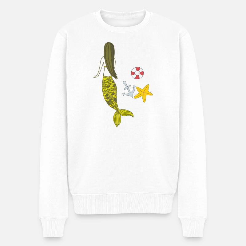 Heure avancée de Mermaid - Pull Premium bio Homme - blanc