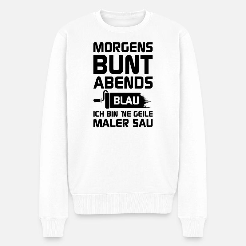 Geile Maler Sau - Männer Premium Bio Pullover - Weiß
