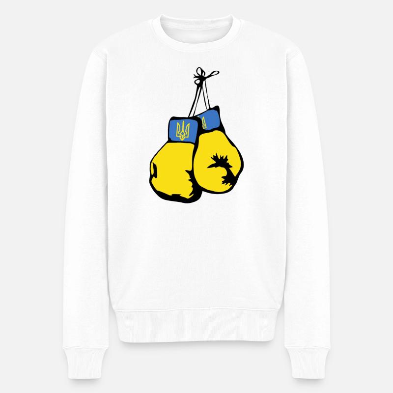 Ukraine Flagge Boxhandschuhe - Männer Premium Bio Pullover - Weiß