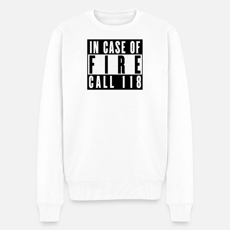Feueralarm Notruf Design - Männer Premium Bio Pullover - Weiß
