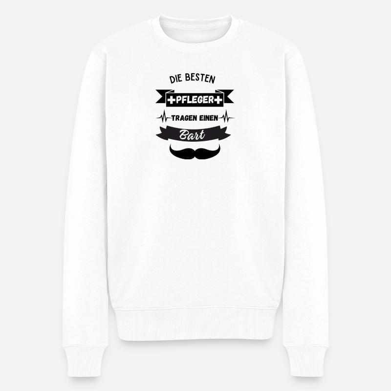Die besten Pflegekräfte tragen einen Bart - Männer Premium Bio Pullover - Weiß