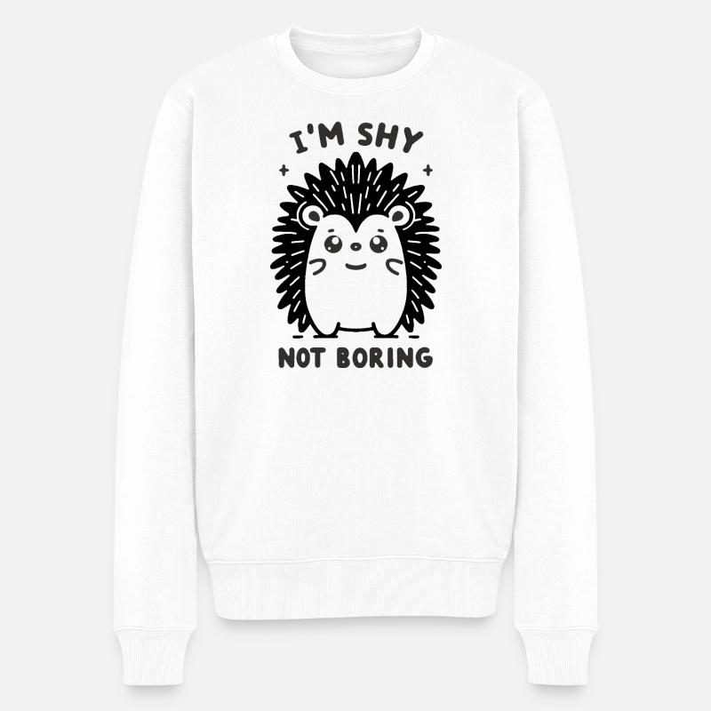 Schüchterner schwarzer Igel - Männer Premium Bio Pullover - Weiß