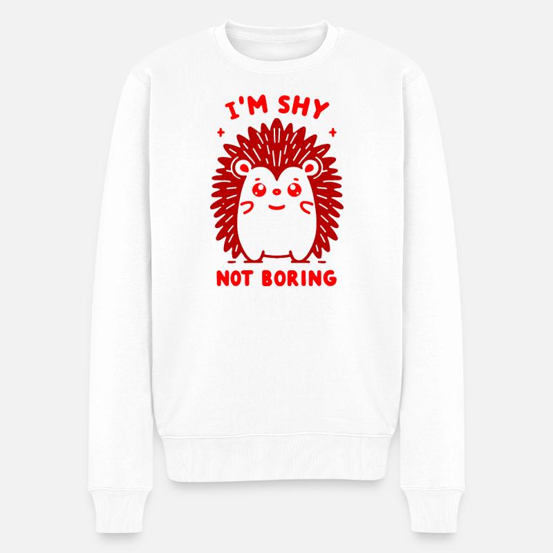 Schüchterner roter Igel - Männer Premium Bio Pullover - Weiß