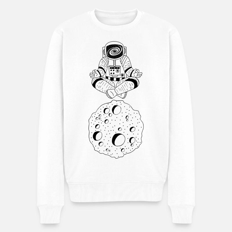 Astronaut und Yoga - Männer Premium Bio Pullover - Weiß
