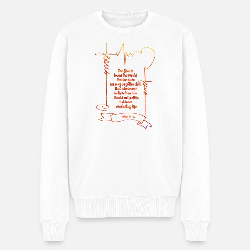 Herzliche Bibelzitate im Aquarellstil - Männer Premium Bio Pullover - Weiß