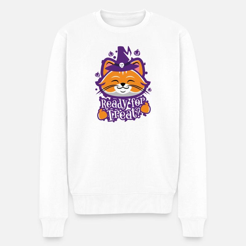 Mignon Drôle Halloween Kitty - Pull Premium bio Homme - blanc