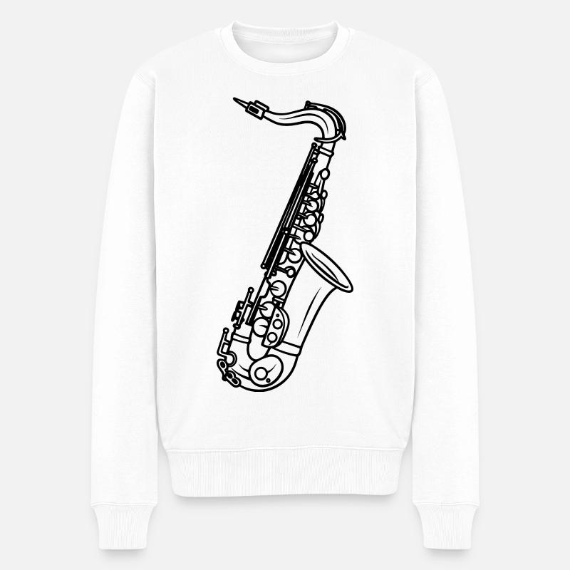 Dessin de saxophone - Pull Premium bio Homme - blanc