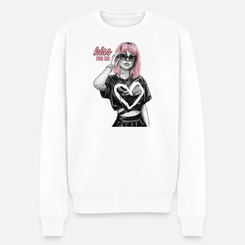 kiss for me - Männer Premium Bio Pullover - Weiß