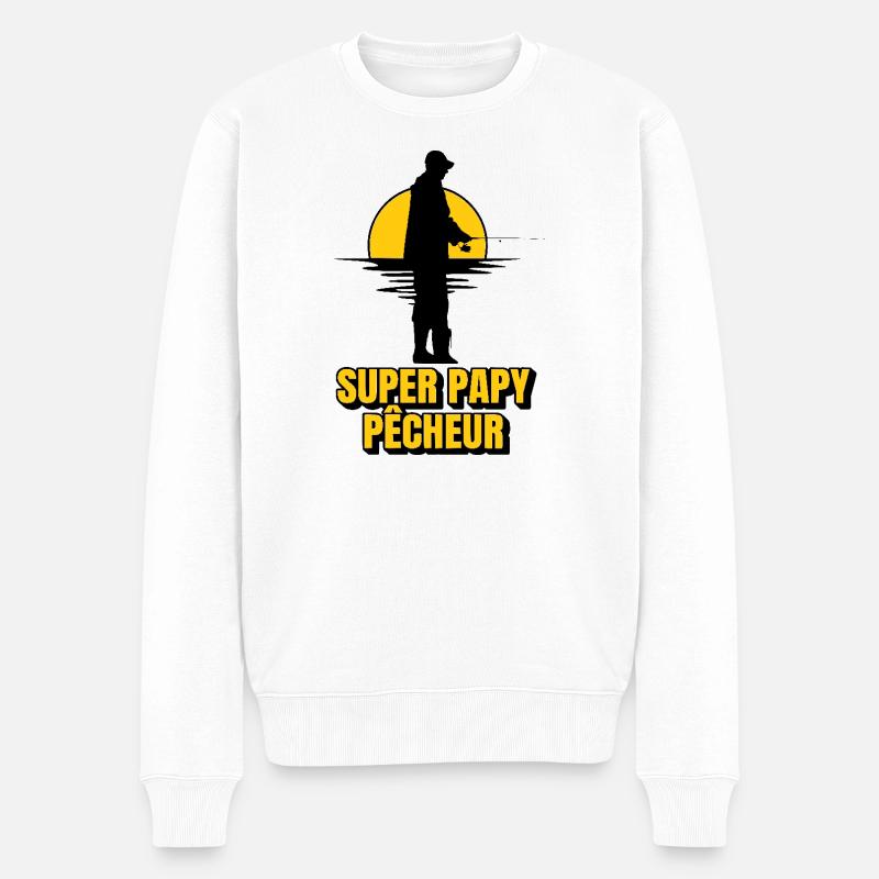 Großer Fischer-Opa - Männer Premium Bio Pullover - Weiß