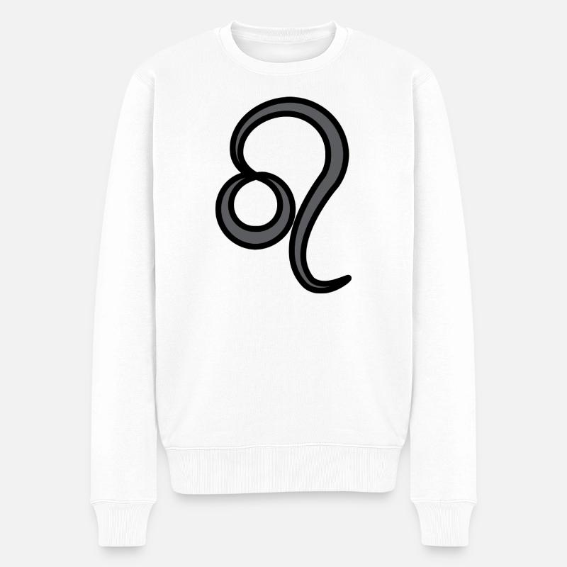 Löwe Sternzeichen Symbol Schwarz & Grau - Männer Premium Bio Pullover - Weiß