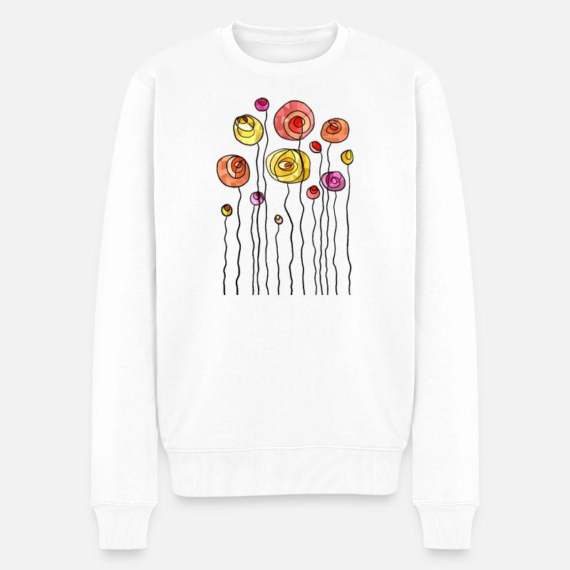 Thème abstrait fleur de printemps - Pull Premium bio Homme - blanc