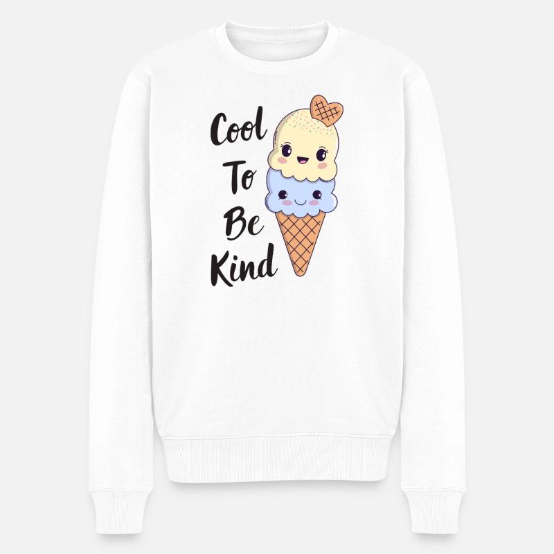 Cool to be Kind – Glace 🍦 Kawaii - Pull Premium bio Homme - blanc