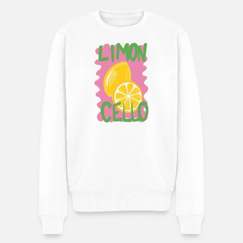 Zitronen- und Cello-Design im verspielten Stil - Männer Premium Bio Pullover - Weiß