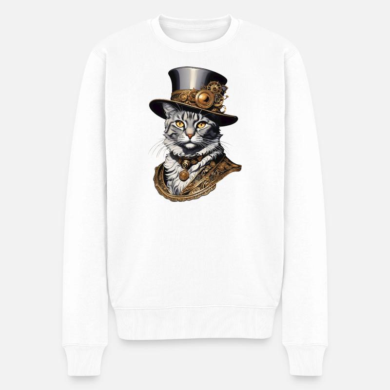 Sir Purrner - Männer Premium Bio Pullover - Weiß