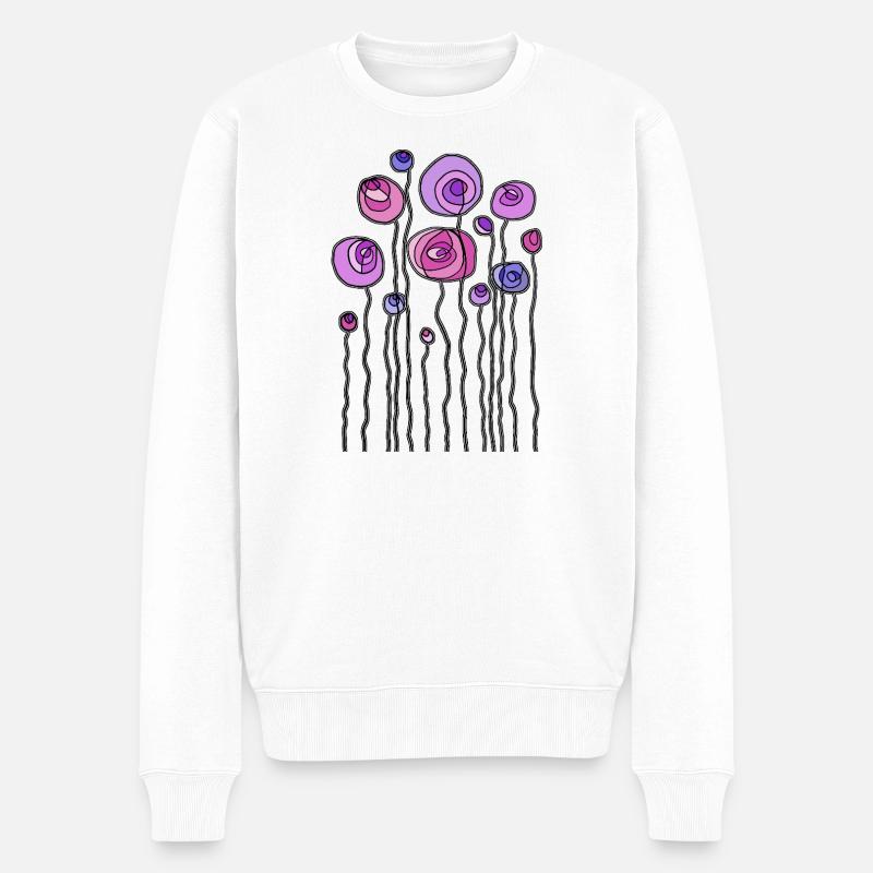 Blumen - Männer Premium Bio Pullover - Weiß